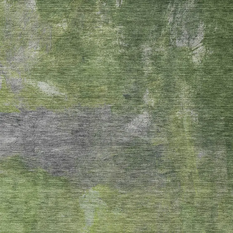 5' X 8' Green And Olive Green Abstract Washable Indoor Outdoor Area Rug