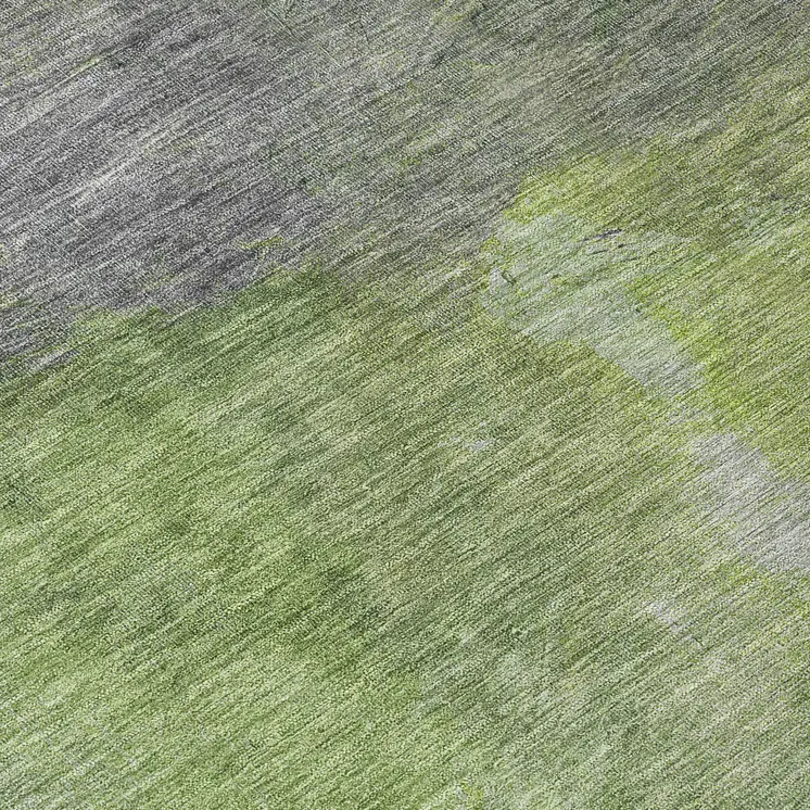 8' Green And Olive Green Round Abstract Washable Indoor Outdoor Area Rug