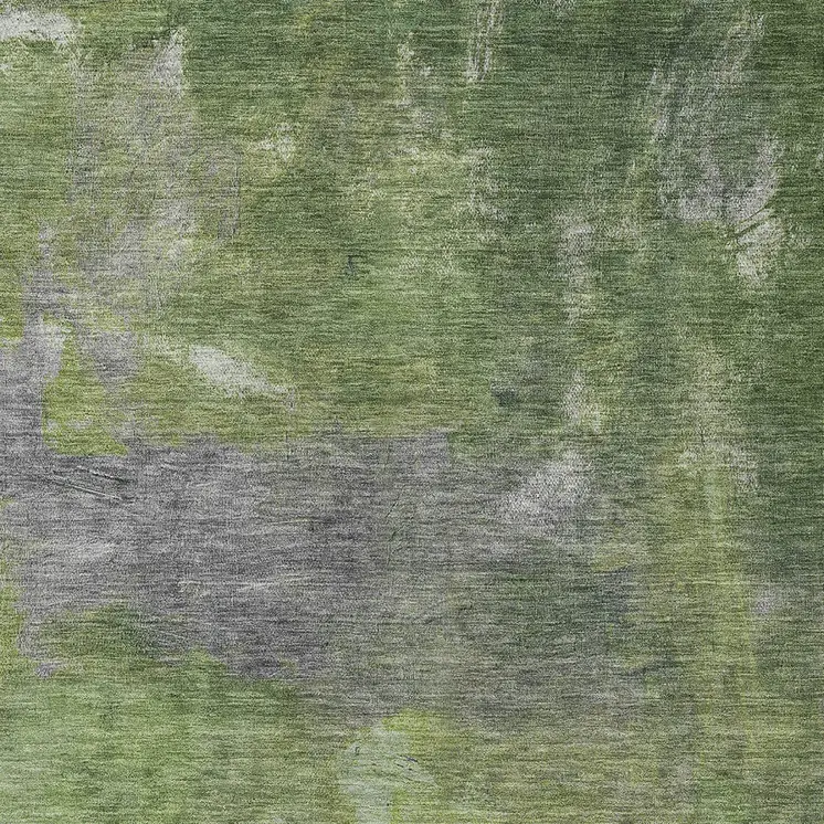 9' X 12' Green And Olive Green Abstract Washable Indoor Outdoor Area Rug