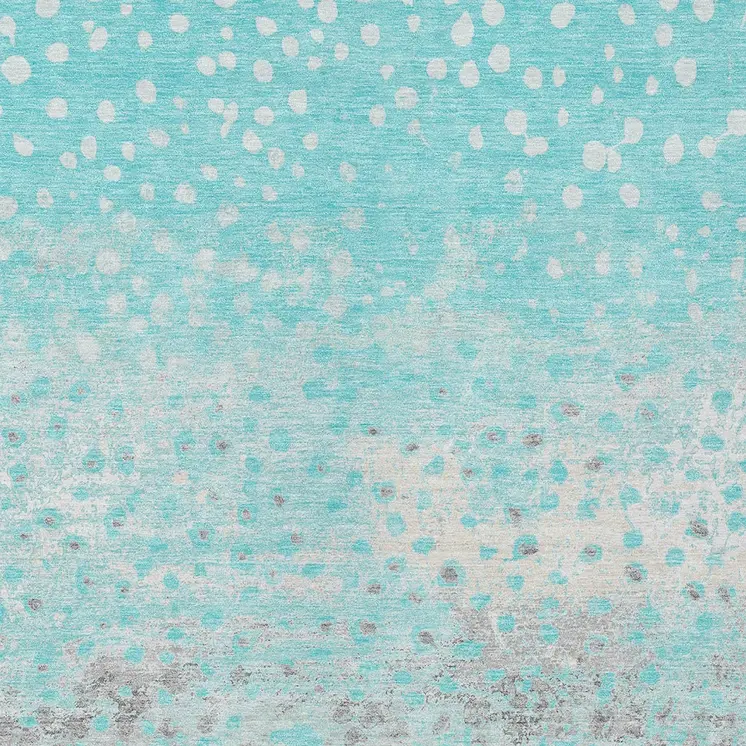 3' X 5' Aqua And Teal Blue Abstract Washable Indoor Outdoor Area Rug