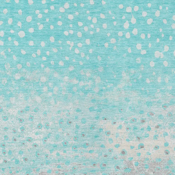 5' X 8' Aqua And Teal Blue Abstract Washable Indoor Outdoor Area Rug