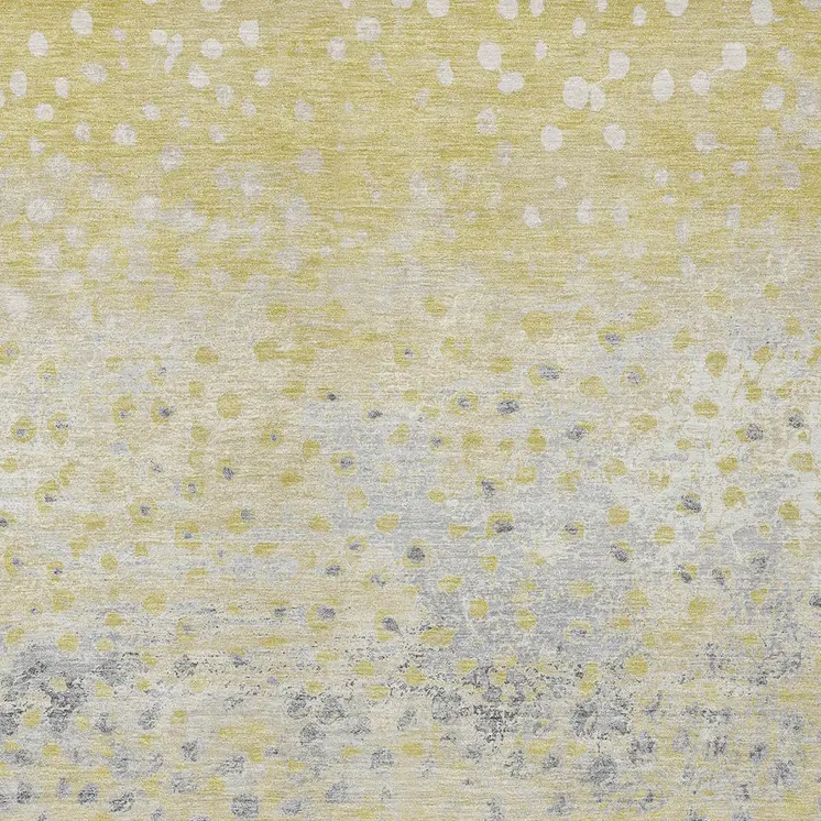 3' X 5' Gold And Wheat Abstract Washable Indoor Outdoor Area Rug