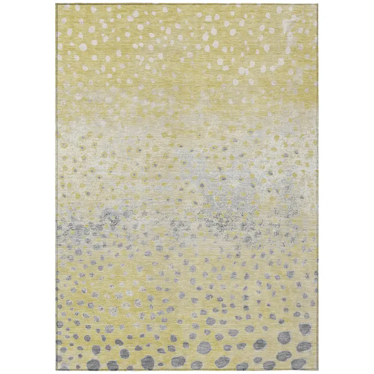 5' X 8' Gold And Wheat Abstract Washable Indoor Outdoor Area Rug