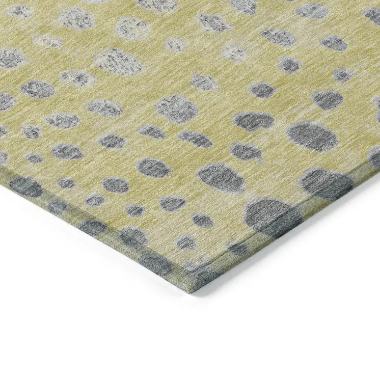 5' X 8' Gold And Wheat Abstract Washable Indoor Outdoor Area Rug