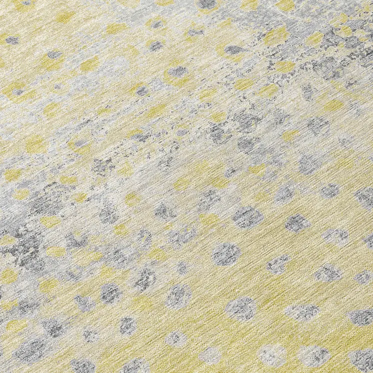 5' X 8' Gold And Wheat Abstract Washable Indoor Outdoor Area Rug