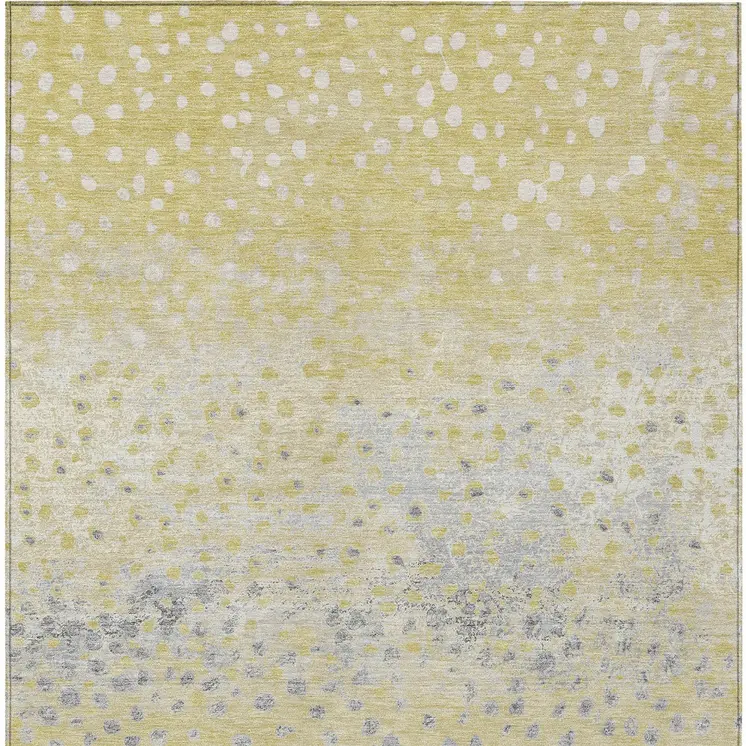 9' X 12' Gold And Wheat Abstract Washable Indoor Outdoor Area Rug