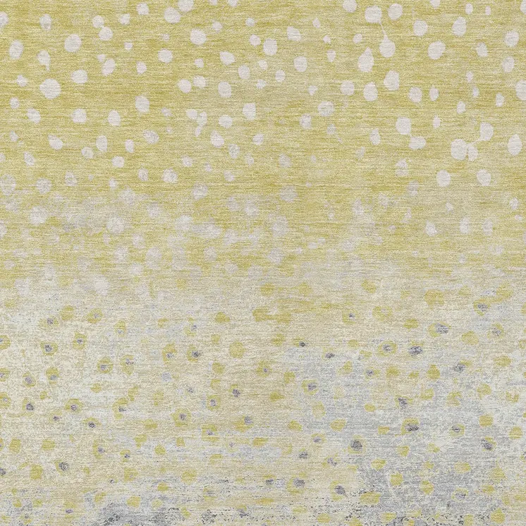 9' X 12' Gold And Wheat Abstract Washable Indoor Outdoor Area Rug