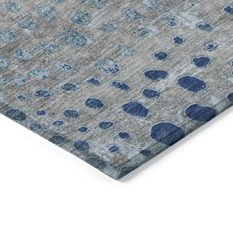 5' X 8' Gray And Silver Abstract Washable Indoor Outdoor Area Rug