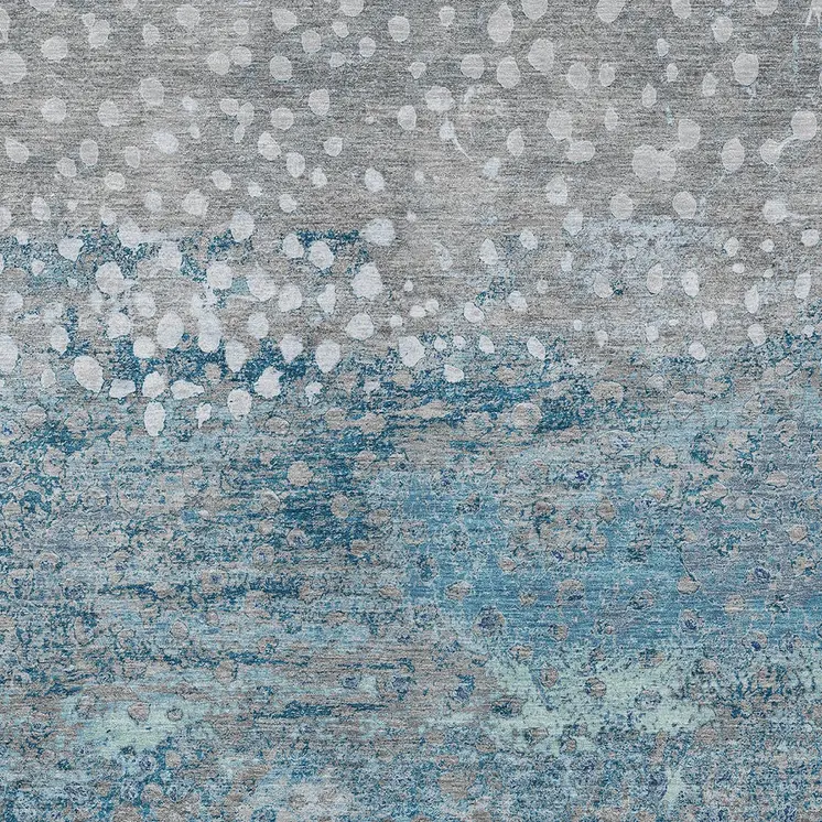 8' X 10' Gray And Silver Abstract Washable Indoor Outdoor Area Rug