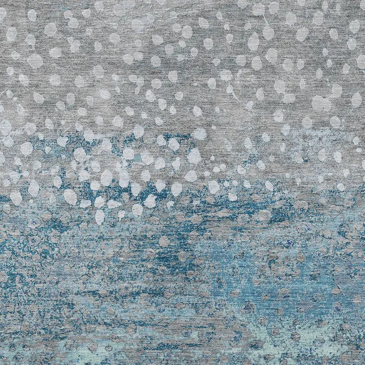 9' X 12' Gray And Silver Abstract Washable Indoor Outdoor Area Rug