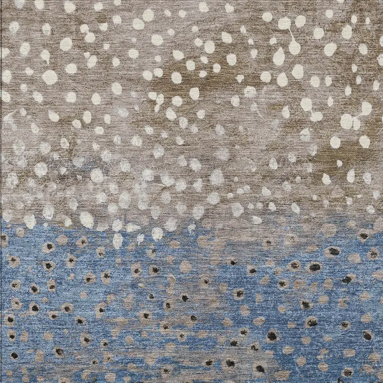 3' X 5' Khaki And Taupe Abstract Washable Indoor Outdoor Area Rug