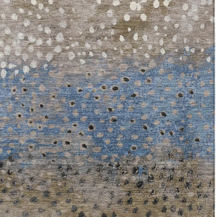 8' X 10' Khaki And Taupe Abstract Washable Indoor Outdoor Area Rug