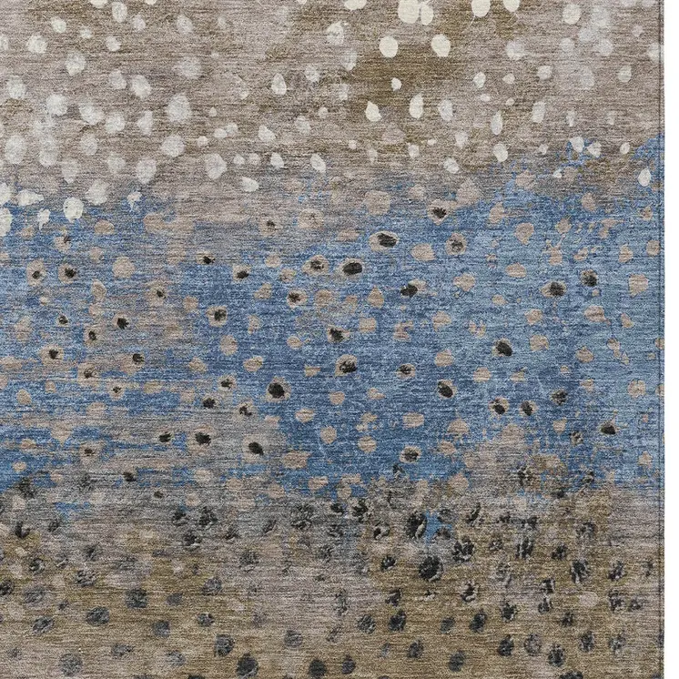 9' X 12' Khaki And Taupe Abstract Washable Indoor Outdoor Area Rug
