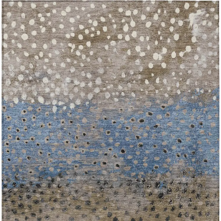 10' X 14' Khaki And Taupe Abstract Washable Indoor Outdoor Area Rug