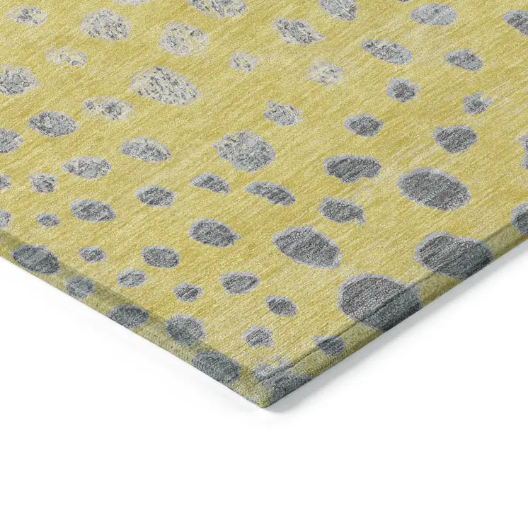 5' X 8' Yellow And Gold Abstract Washable Indoor Outdoor Area Rug