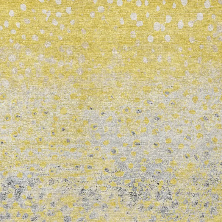 10' X 14' Yellow And Gold Abstract Washable Indoor Outdoor Area Rug