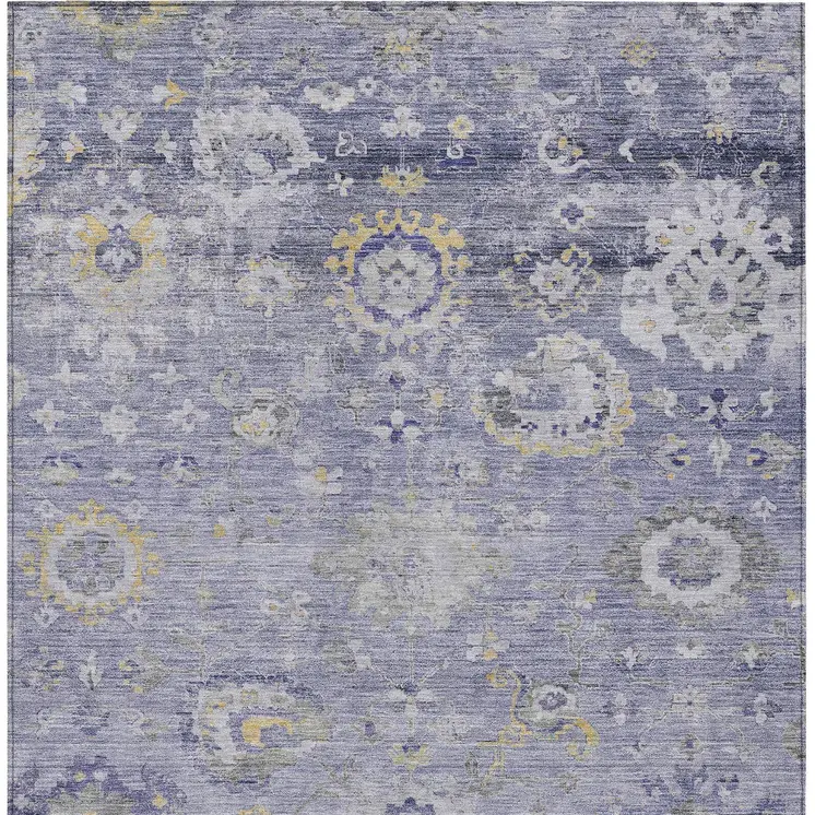 5' X 8' Lavender And Purple Floral Washable Indoor Outdoor Area Rug