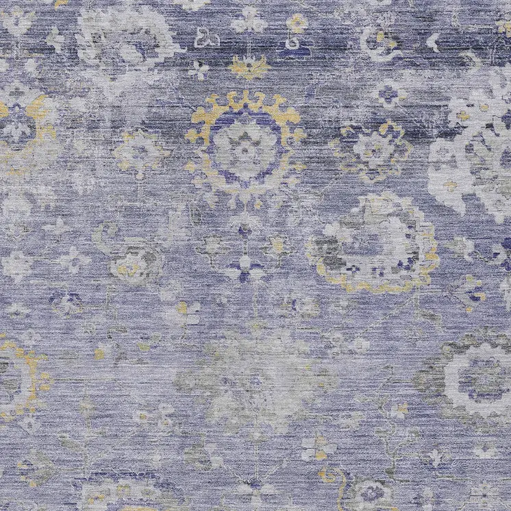 5' X 8' Lavender And Purple Floral Washable Indoor Outdoor Area Rug