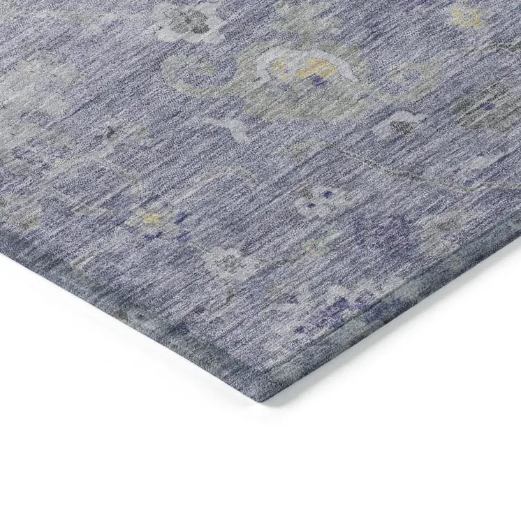8' Lavender And Purple Round Floral Washable Indoor Outdoor Area Rug