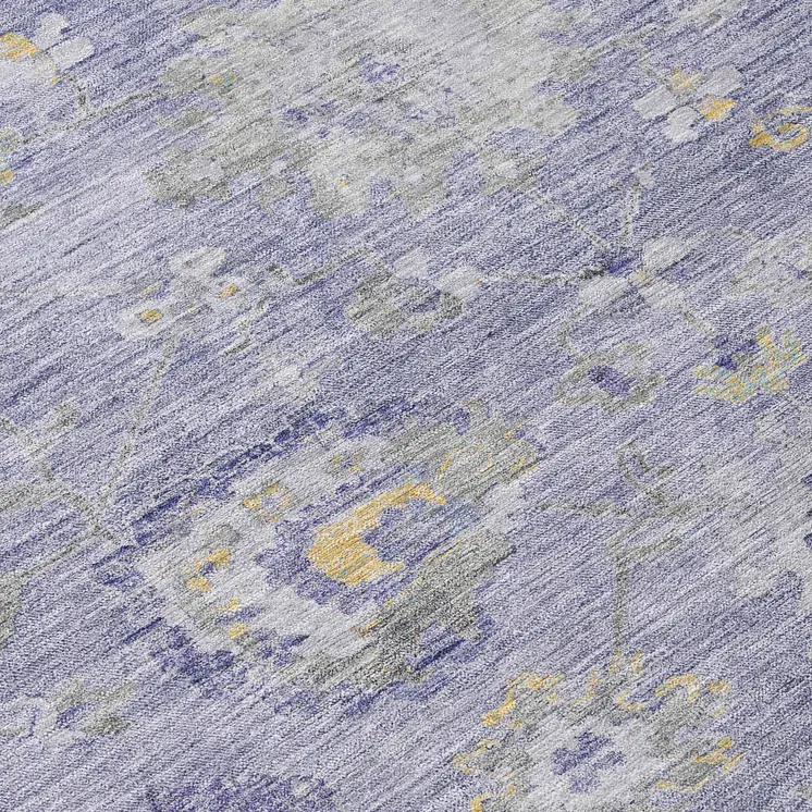 8' Lavender And Purple Round Floral Washable Indoor Outdoor Area Rug
