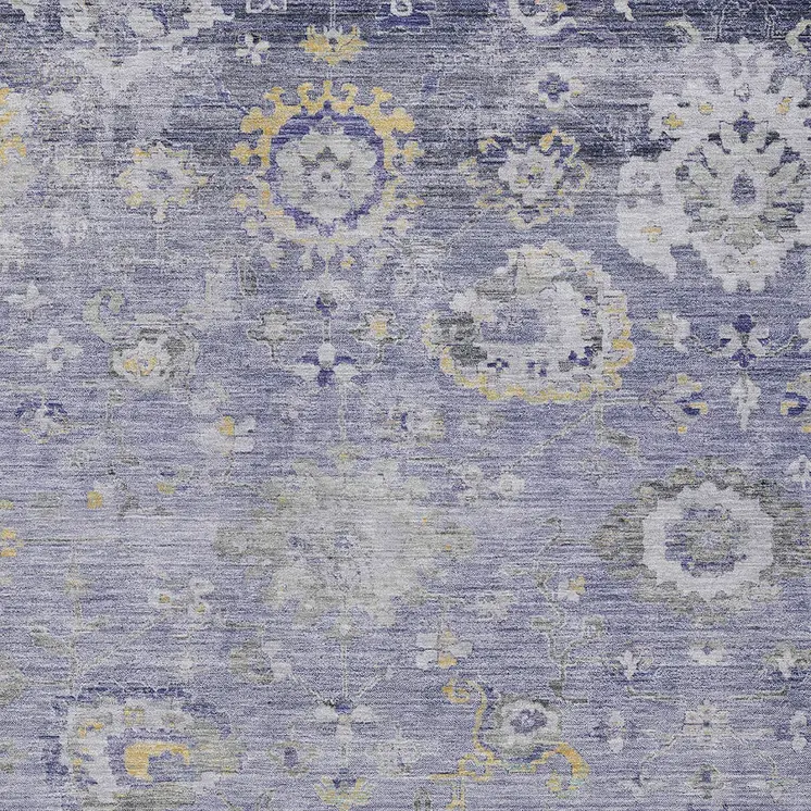 8' X 10' Lavender And Purple Floral Washable Indoor Outdoor Area Rug
