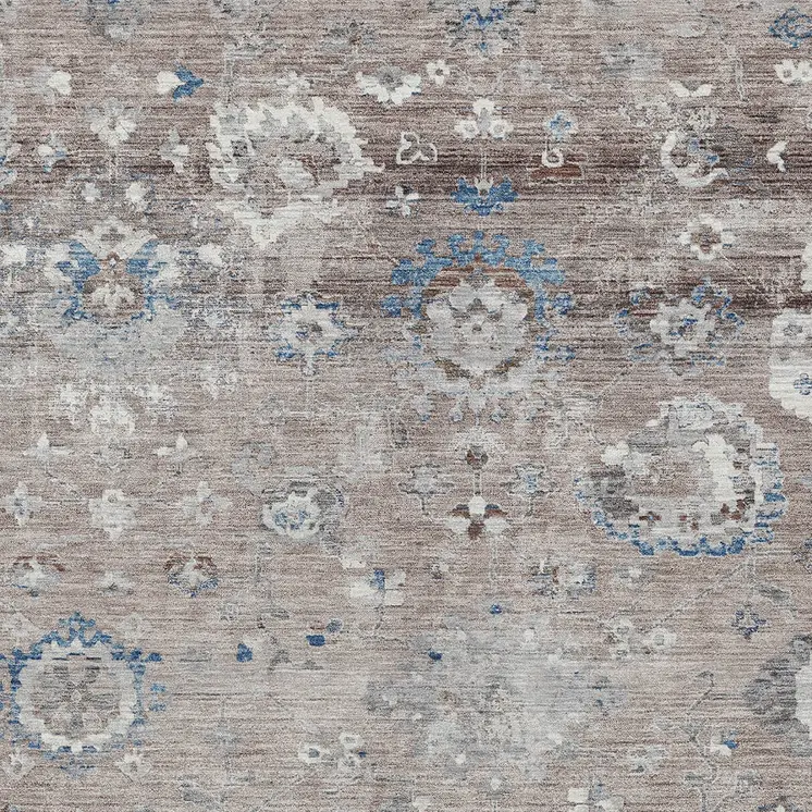 3' X 5' Taupe And Brown Floral Washable Indoor Outdoor Area Rug