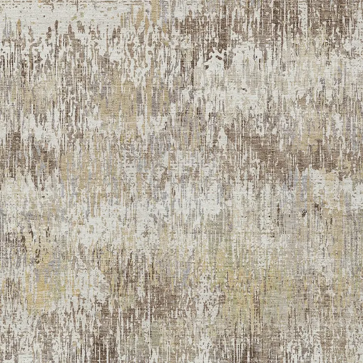 5' X 8' Ivory And Taupe Striped Washable Indoor Outdoor Area Rug