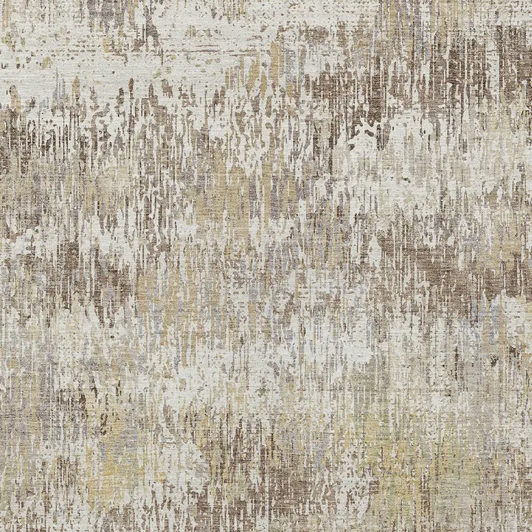 10' X 14' Ivory And Taupe Striped Washable Indoor Outdoor Area Rug
