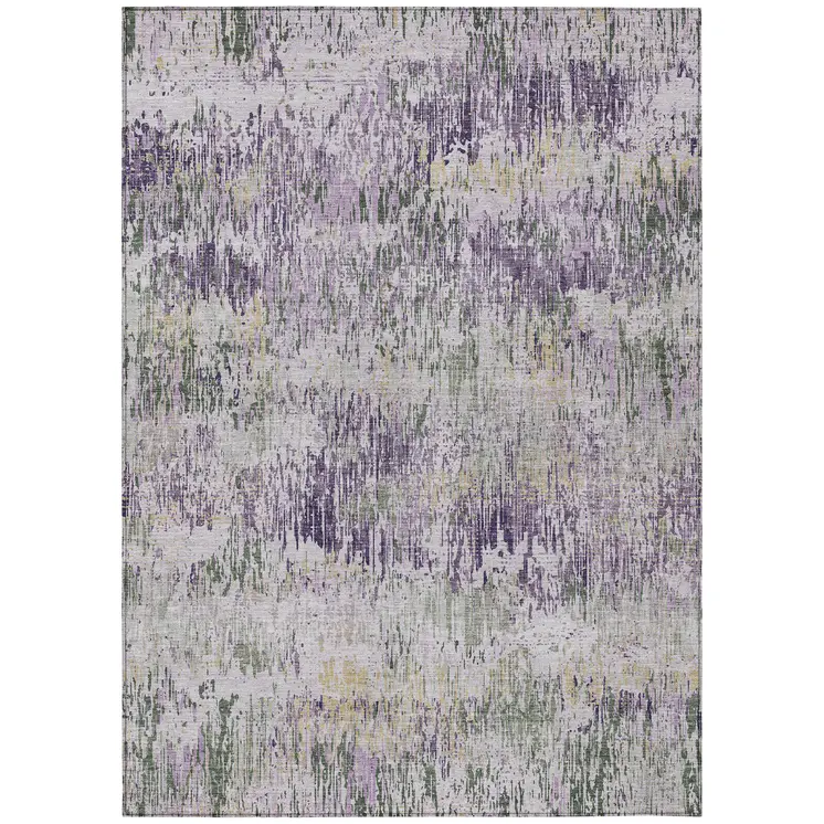 8' X 10' Lavender And Purple Striped Washable Indoor Outdoor Area Rug