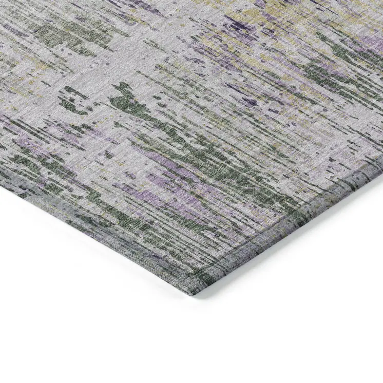 8' X 10' Lavender And Purple Striped Washable Indoor Outdoor Area Rug