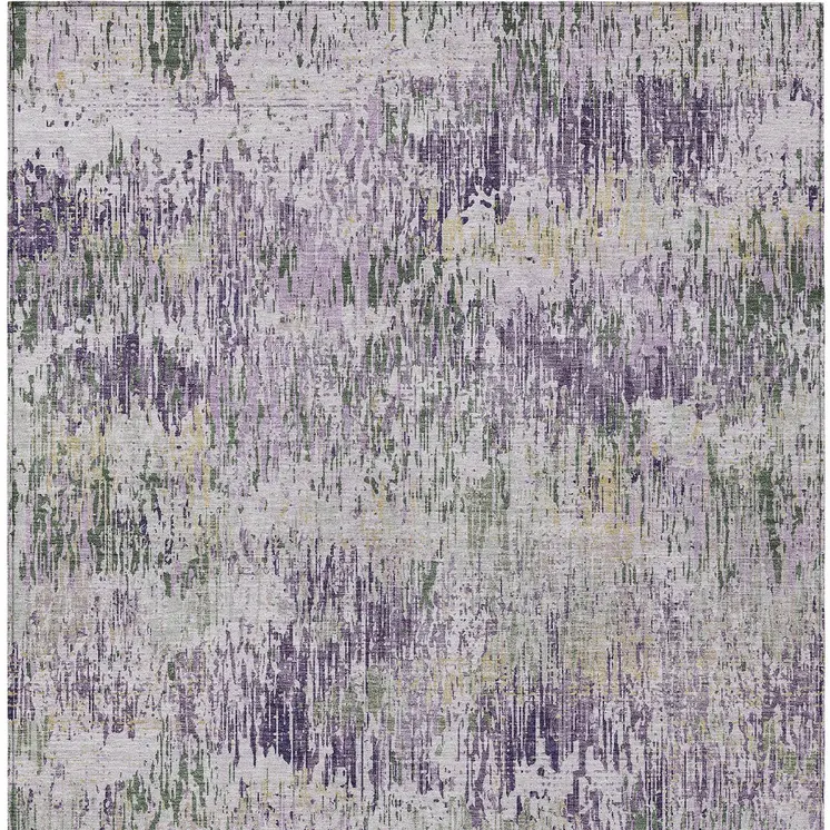 8' X 10' Lavender And Purple Striped Washable Indoor Outdoor Area Rug