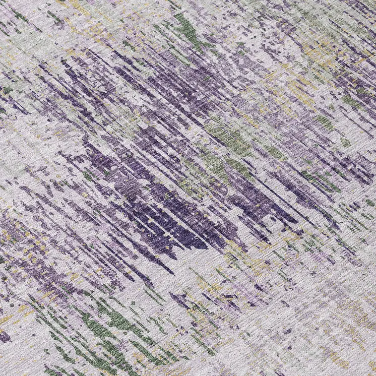 8' X 10' Lavender And Purple Striped Washable Indoor Outdoor Area Rug
