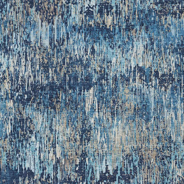8' X 10' Navy Blue And Denim Blue Striped Washable Indoor Outdoor Area Rug