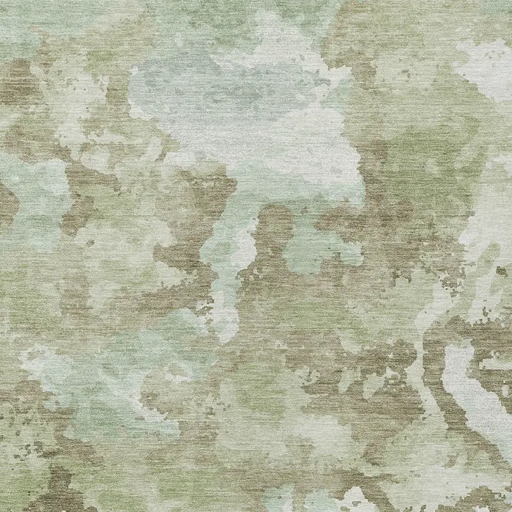 8' X 10' Artichoke Green And Fern Green Abstract Washable Indoor Outdoor Area Rug