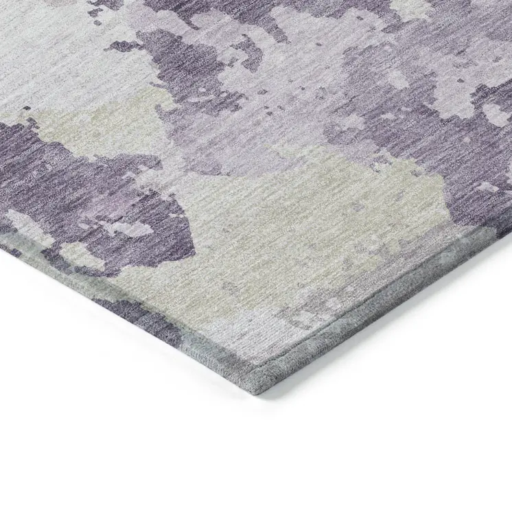5' X 8' Lavender And Lilac Abstract Washable Indoor Outdoor Area Rug