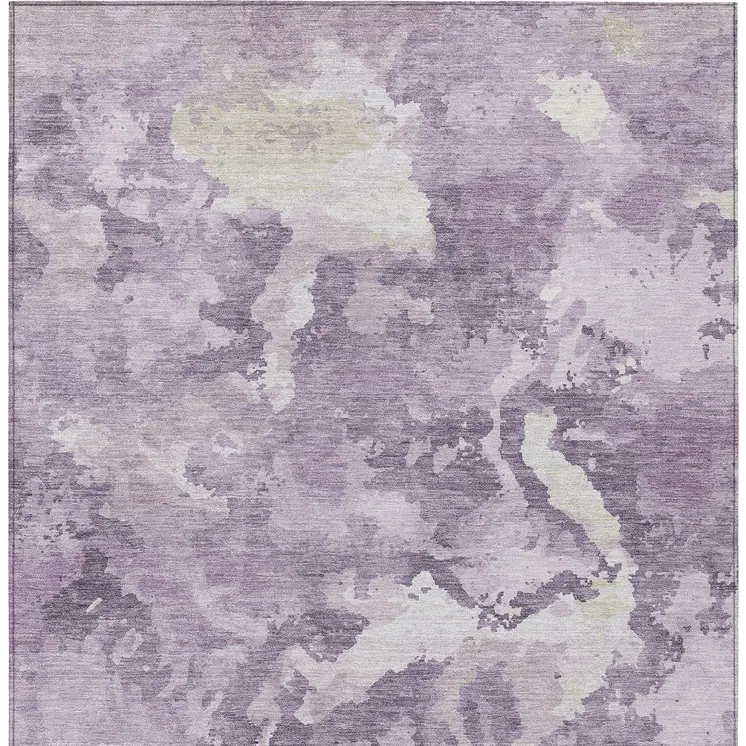 5' X 8' Lavender And Lilac Abstract Washable Indoor Outdoor Area Rug