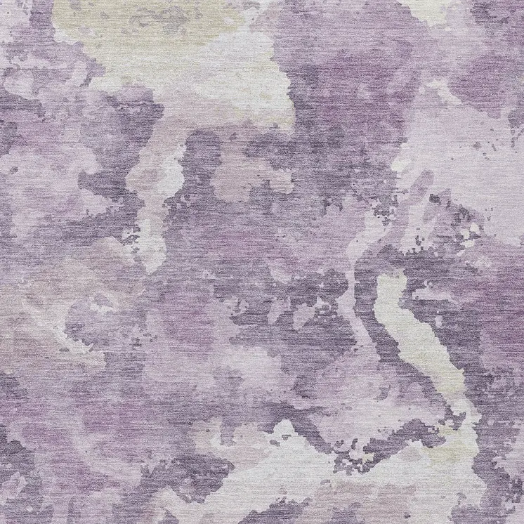 9' X 12' Lavender And Lilac Abstract Washable Indoor Outdoor Area Rug
