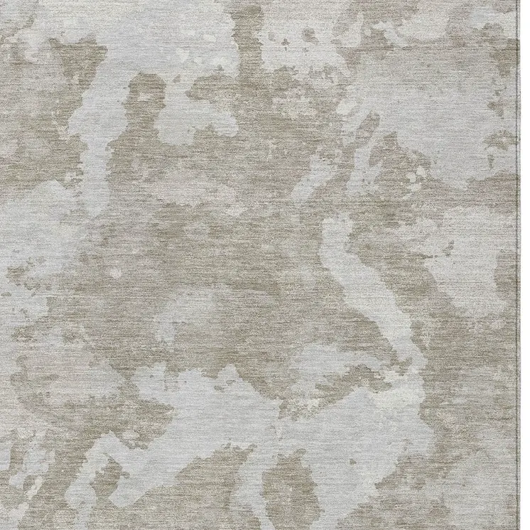 5' X 8' Taupe And Brown Abstract Washable Indoor Outdoor Area Rug