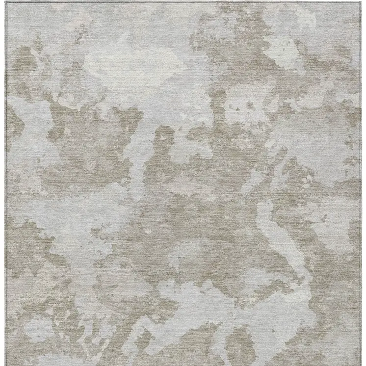 10' X 14' Taupe And Brown Abstract Washable Indoor Outdoor Area Rug