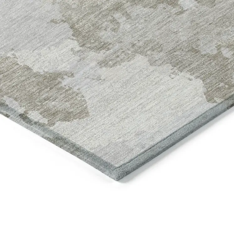 10' X 14' Taupe And Brown Abstract Washable Indoor Outdoor Area Rug
