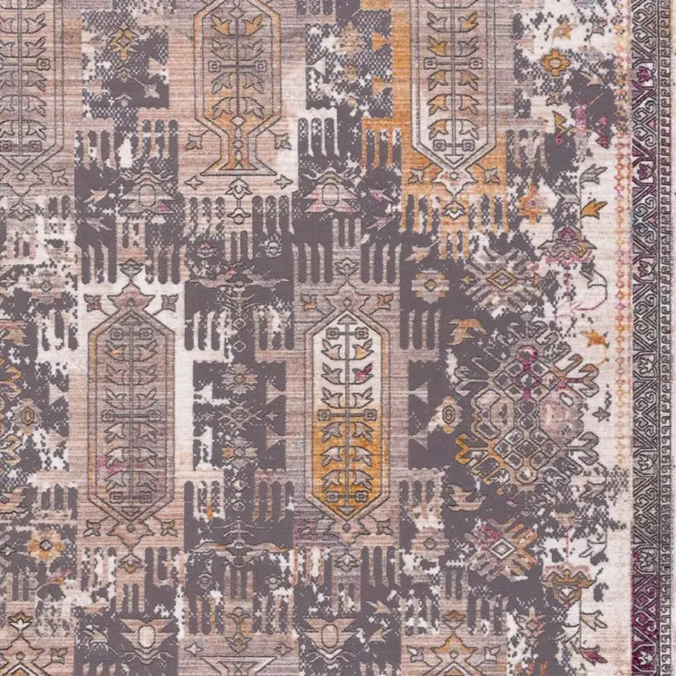 30' Runner Gray Beige And Orange Southwestern Area Rug