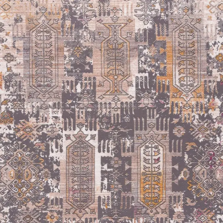 19' Runner Gray Beige And Orange Southwestern Runner Rug