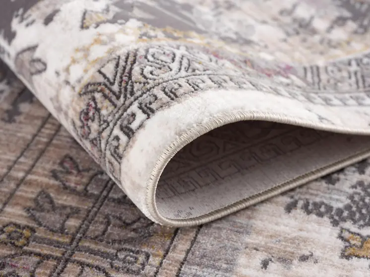 19' Runner Gray Beige And Orange Southwestern Runner Rug