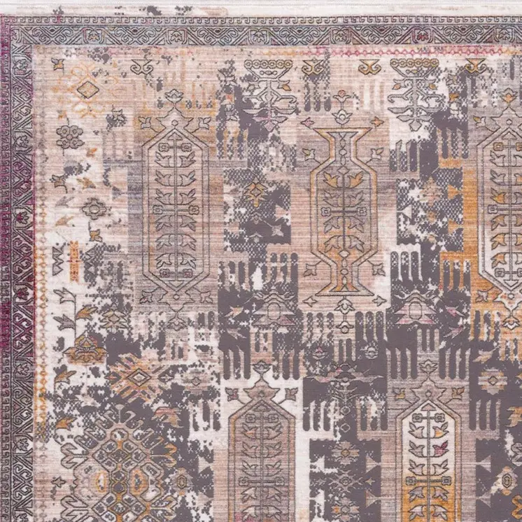 17' Runner Gray Beige And Orange Southwestern Runner Rug
