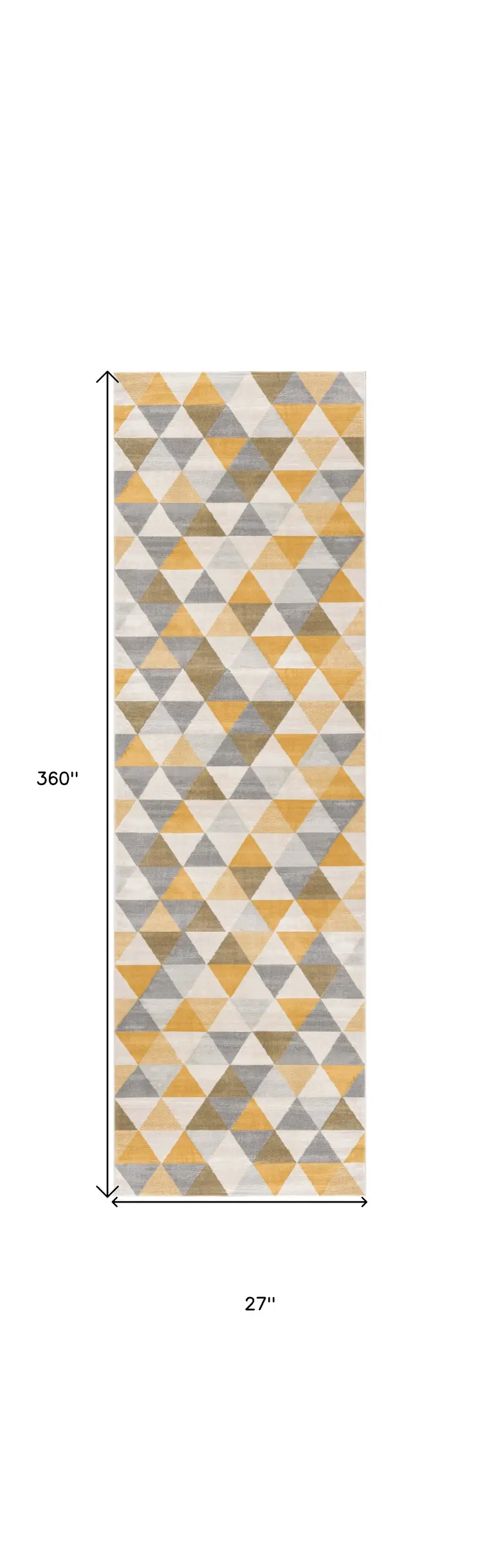 30' Runner Yellow Beige And Gray Geometric Area Rug