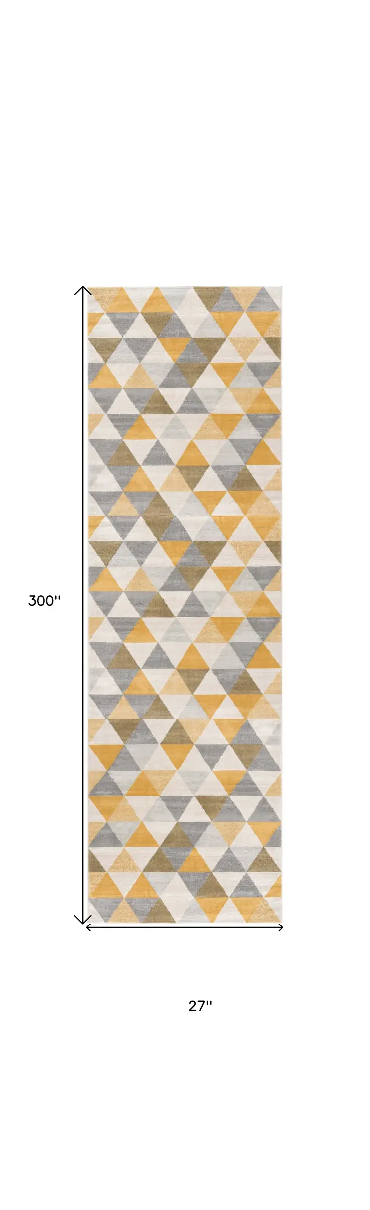 25' Runner Yellow Beige And Gray Geometric Runner Rug