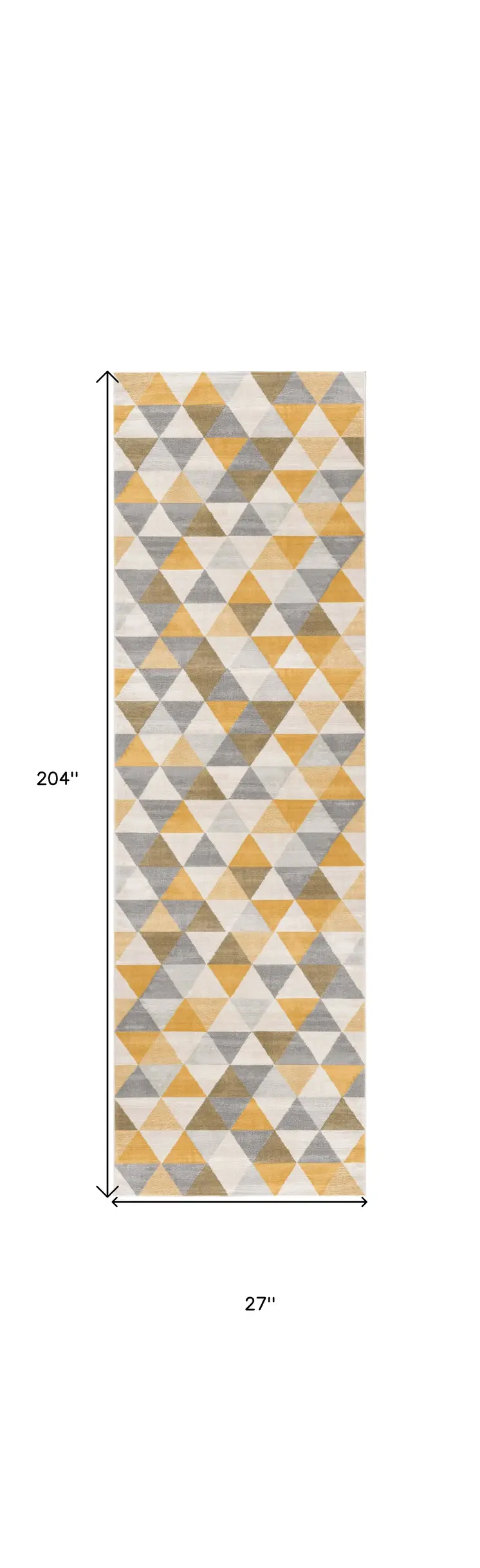 17' Runner Yellow Beige And Gray Geometric Runner Rug