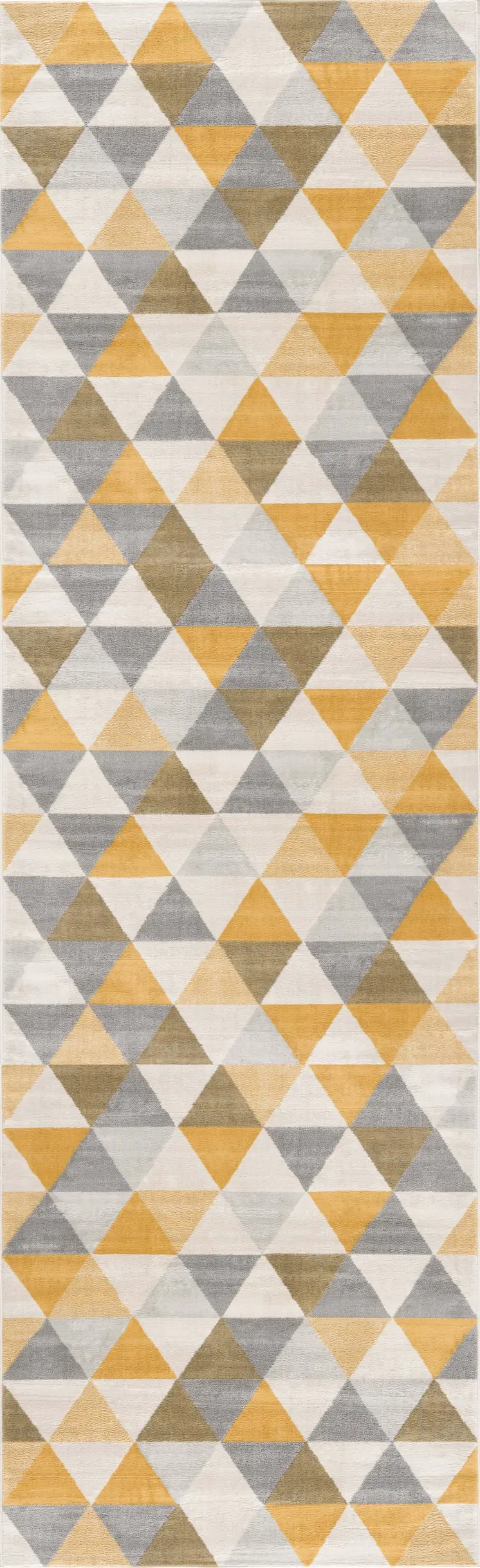 17' Runner Yellow Beige And Gray Geometric Runner Rug