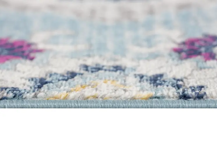 17' Runner Blue Gray And Ivory Medallion Runner Rug