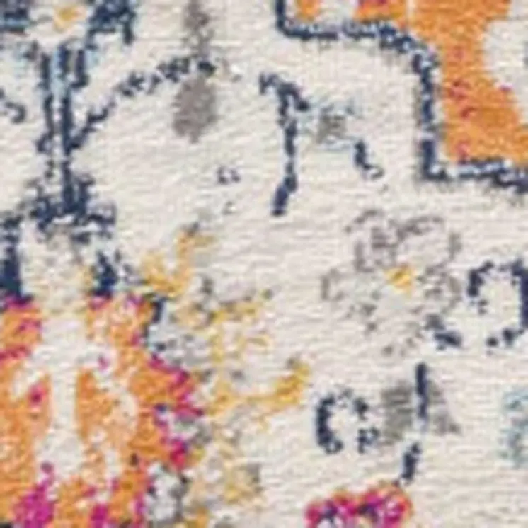 30' Runner Rust Gray And Sky Blue Floral Area Rug